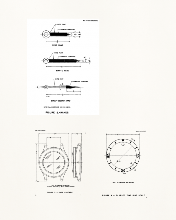 Specifications for the hands and case of the MIL-SPEC.
