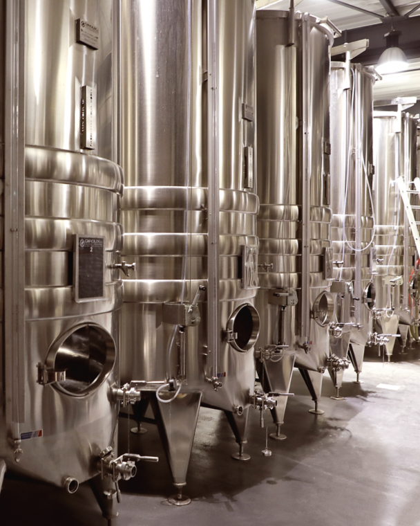 Fermentation tanks&nbsp;in the cuverie.
