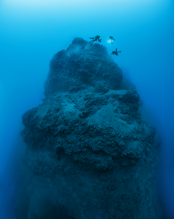 On the underwater slopes of Stromboli, this enormous volcanic rock pinnacle located between a depth of 80&nbsp;and 20 m is the result of a dazzling eruption from a distant era. The petrified lava that constitutes it is so hard that it has resisted the eruptions of the main crater at an altitude of 900 m, which nevertheless generate regular lava flows and even powerful landslides.
