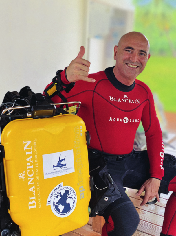 Marc A. Hayek landside during a diving expedition near Rangiroa in French Polynesia.
