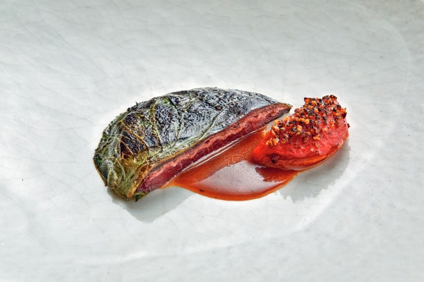 Bœuf traceur d’un sandwich, “Souvenir”, pain sarrasin.