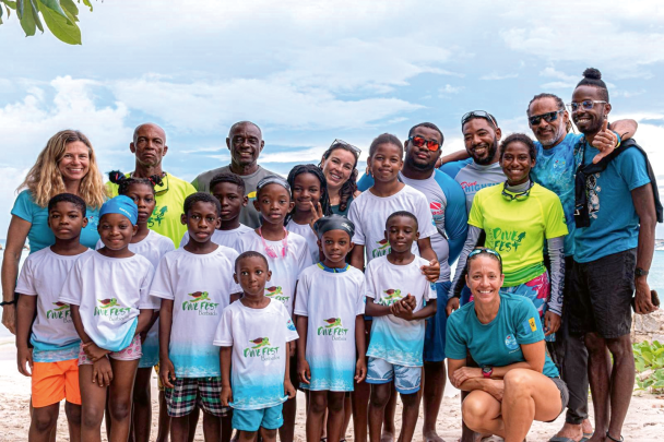 Inspiring the future generations of ocean guardians for the marine park in Barbados: as part of the Adopt the Blue project in Barbados, AWARE is working with PADI Dive Operator Barbados Blue and the local government to provide swim and water safety training to 500 young Bajans.