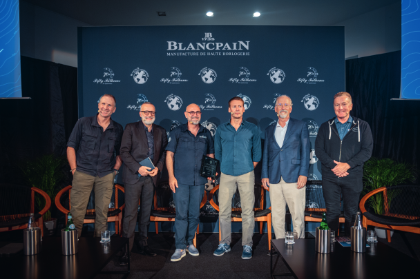 From left to right: Jason Heaton, Journalist and podcaster – moderator of the panel discussionCharles Goddard, Executive Director of The Economist’s World Ocean InitiativeMarc A. Hayek, President &amp; CEO of BlancpainLaurent Ballesta, Founder &amp; Leader of Gombessa ExpeditionsAndrew Sharpless, CEO of Oceana Drew Richardson, President &amp; CEO of PADI