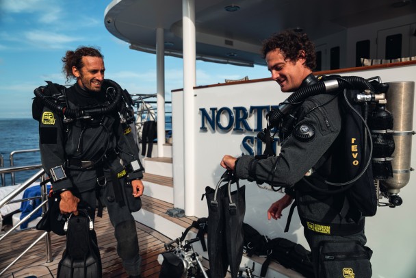Julien and Alexis making final checks before the day’s dive.