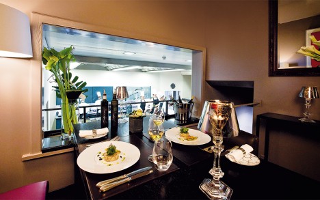 The kitchen table.
