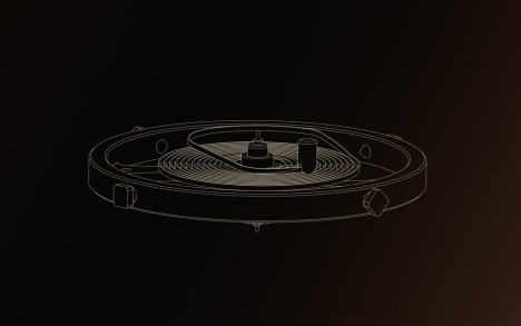 The balance wheel showing its Breguet overcoil spiral.
